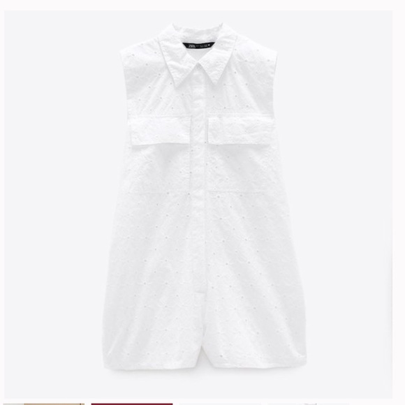 NWT Zara Eyelet Cutwork Embroidery Romper in White, Size M - Picture 2 of 14